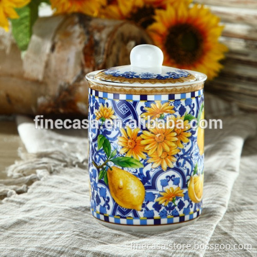 800CC Elegant New Bone China Ceramic Sunflower Canister set                
                                    Quality Assured